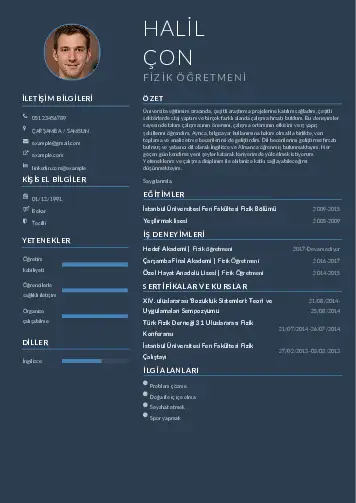 Fizik Öğretmeni CV Örnekleri cv indir